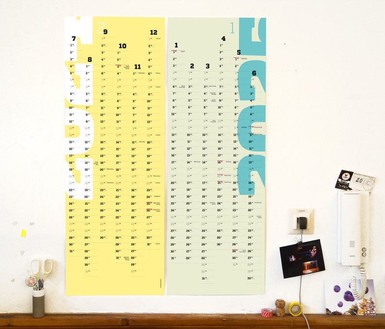 A1 Planer 2024 und 2025, großer Wandkalender, Kalender, Jahreskalender, Jahresübersicht, Design-Kalender 2024, sperlingb.design Bild 3