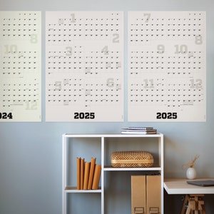 Calendario extra grande, calendario de 3 semestres 24/2, 25/1 y 25/2, planificador anual de tres partes para la oficina