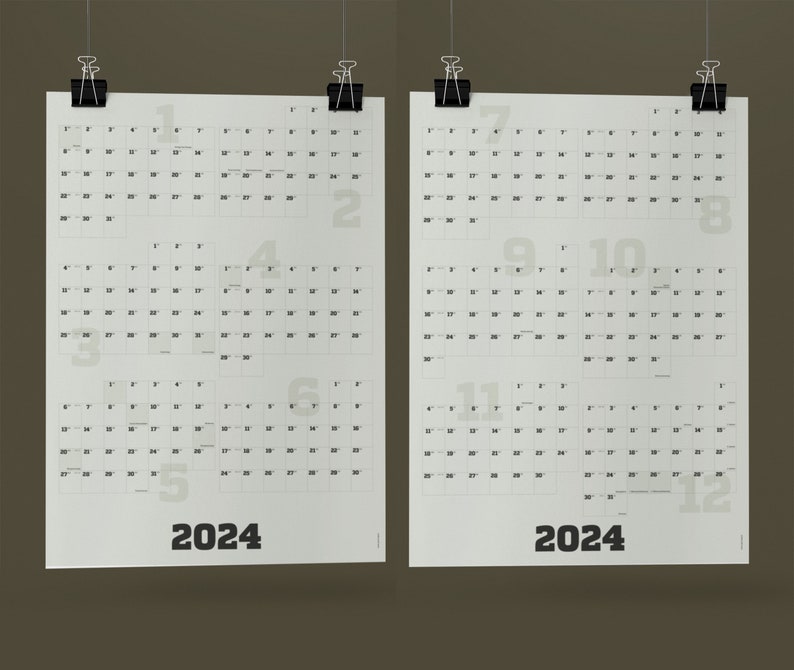 Wall calendar 2024 large, calendar poster 2024, annual calendar 2024 wall, A1 2-part, with matching sticky notes, office calendar, project planner image 9