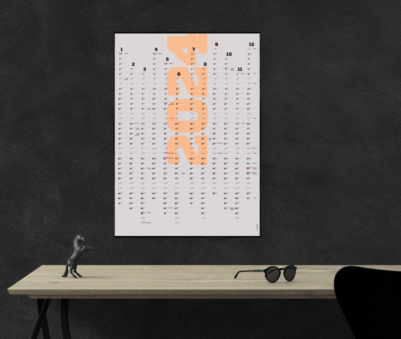 A1-Jahresplaner, 2-Jahres-Kalender, Wandkalender 2024 und 2025, 24 Monate verwendbar, Halbjahre abtrennbar, Familienplaner, sperlingb Bild 5