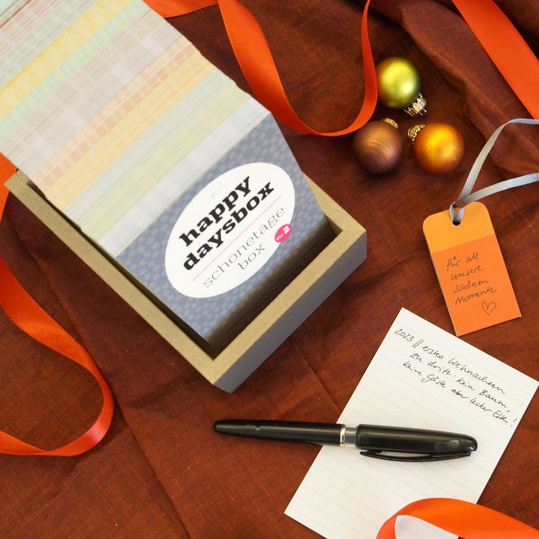 Weihnachtsgeschenk: HAPPYDAYSBOX – Schönetagebox als sprachunabhängige Version, immerwährender Kalender, besondere Geschenkidee