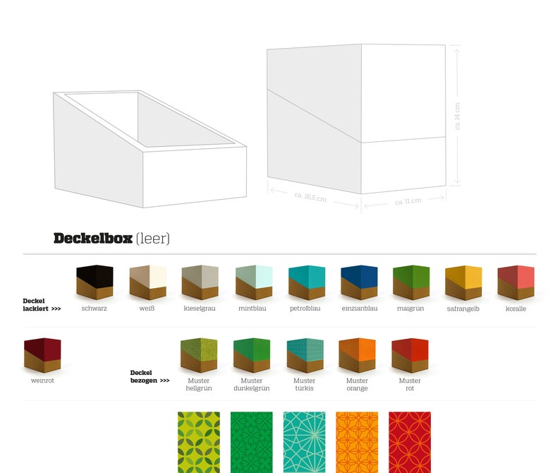 SAMMELBOX, Box mit Deckel in verschiedenen Farben, leer, Kiste zum Sammeln, Kasten mit schrägem Deckel, Karteikartenbox, sperlingb.design Bild 5