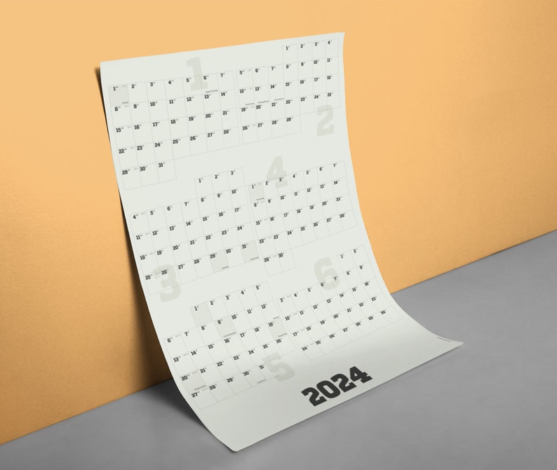 Wall calendar 2024 extra large // 2-part calendar, with matching sticky notes, sperlingb image 1