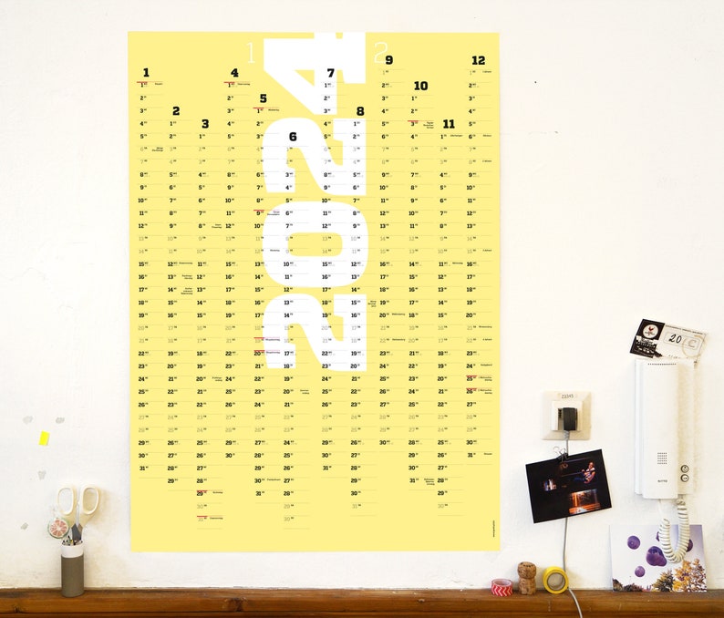 A1 Planer 2024 und 2025, großer Wandkalender, Kalender, Jahreskalender, Jahresübersicht, Design-Kalender 2024, sperlingb.design Bild 2