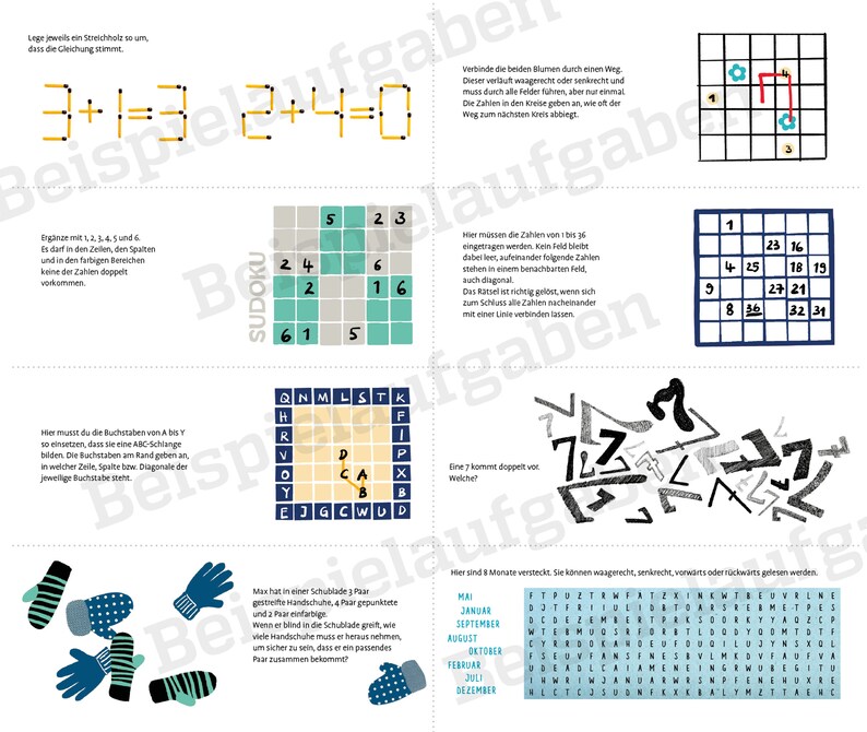 Puzzles, Sudoku, brain teasers in a small tear-off pad, a gift for puzzle fans aged 12 and up, a small present for Easter, for birthdays image 10