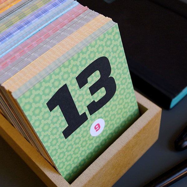 HAPPYDAYSBOX, Schönetagebox als sprachunabhängige Variante, immerwährender Karteikarten-Kalender, besondere Geschenkidee,  sperlingb