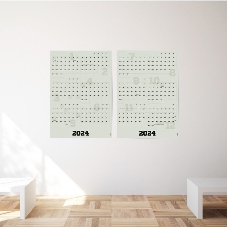 Wall calendar 2024 large, calendar poster 2024, annual calendar 2024 wall, A1 2-part, with matching sticky notes, office calendar, project planner image 2