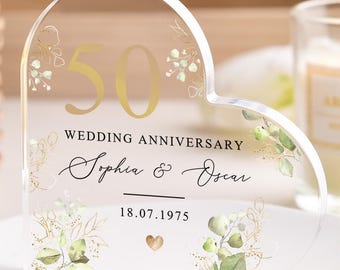 Gepersonaliseerde cadeaus 50e huwelijksverjaardag,gouden jubileumcadeaus,aangepaste cadeaus 50e verjaardag,aandenken plaquette 50e huwelijksverjaardag