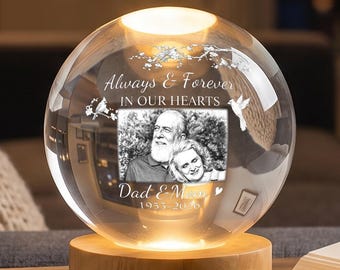 Custom Memory Crystal Ball Light Ornament Horse Decor Gift,Always Forever In Our Heart