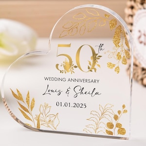 Personalised 50th Wedding Anniversary Gifts,Gold Anniversary Gifts,Custom 50th Anniversary Gifts,50th Wedding Anniversary Keepsake Plaque