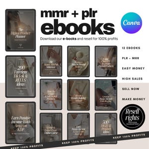 MRR Passive Income eBook Bundle for digital marketing with reseller rights  Master Resell Rights and PLR including faceless tiktok & reels