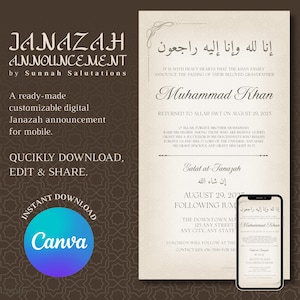 Digital Janazah Announcement Janazah Notification Death Announcement Death Notification Classic Simple Beige