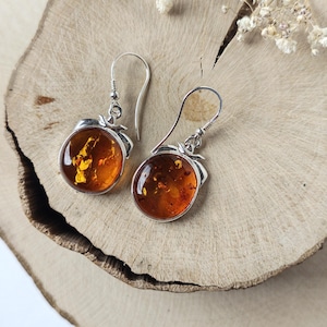 Earrings amber, dangle earrings, sterling silver earrings, baltic amber earrings, unique jewelry, elegant, gift for her.