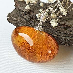 Genuine Baltic amber pendant, silver jewelry, natural stone, handmade gift, elegant style