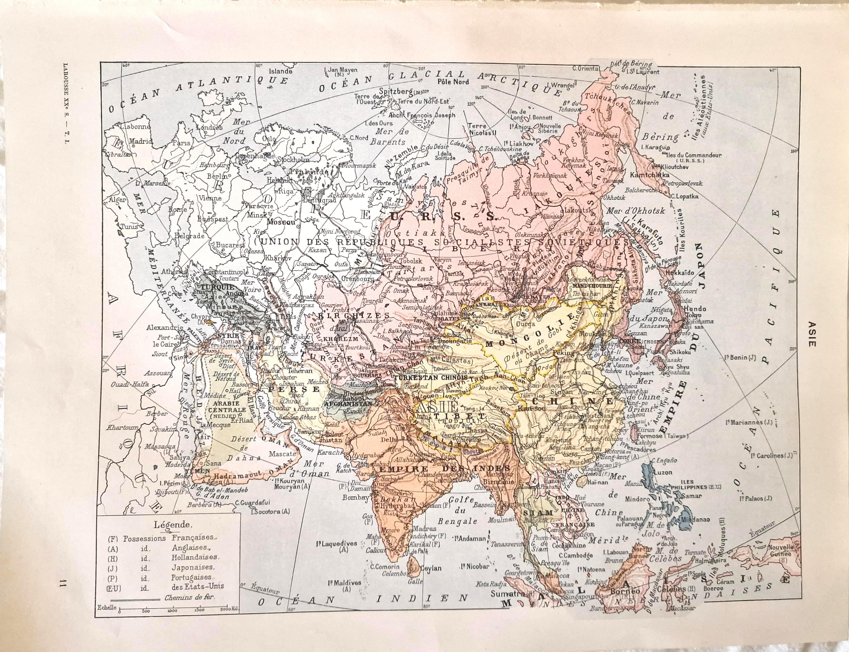 1920s asia map - Etsy 日本