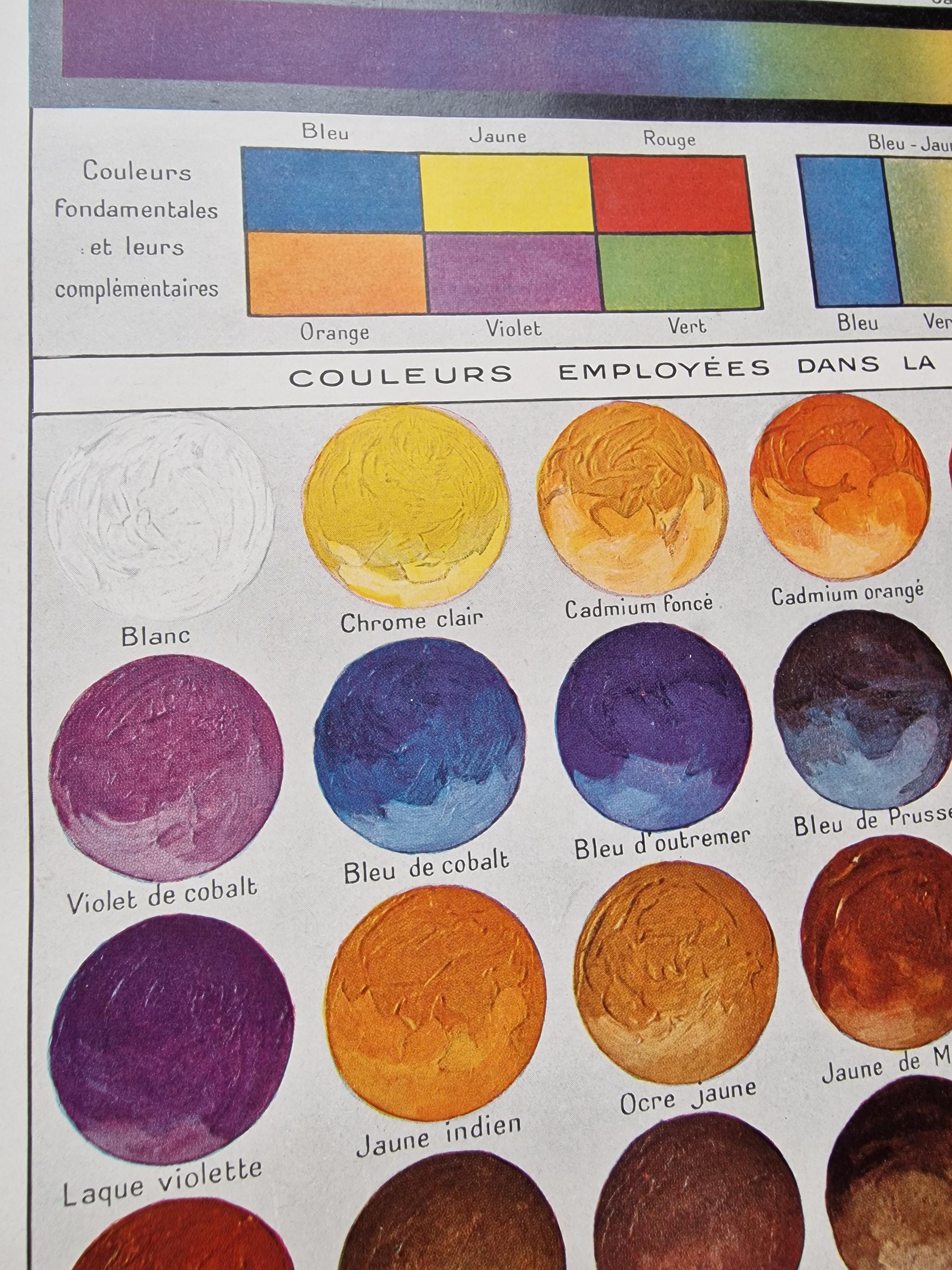 1920s French Color Chart Lithograph Print – Antique Larousse Couleurs ...