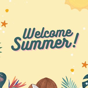 Grün und Gelb Illustrierende Sommer Willkommenskarte, Digitale Datei
