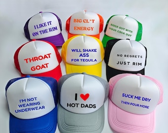 Pack de gorras de camionero con mensajes divertidos: gorras graciosas para despedidas de soltera, con frases personalizadas subidas de tono, gorras de playa para solteros, regalo inapropiado para amantes de las gorras de camionero.