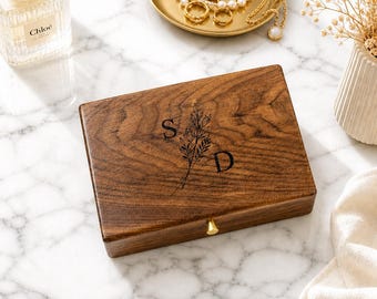 Custom Jewelry Box, Walnut jewelry storage box, Wedding Gifts for Her, Personalized Gift, Multiple Jewelry Storage