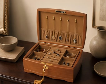 Engraved Wooden Jewelry Box, Personalized Wedding Keepsake, Gift for Her