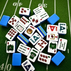 American Football Mahjong Set, Football Fan Gift, Game Day Gift for Mahjong Lovers, Sports Theme Mahjong Tiles,160tiles image 5