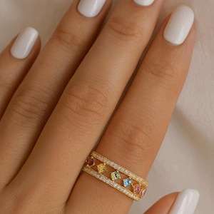 Colorful Rainbow Gemstone Cubic Zirconia Ring