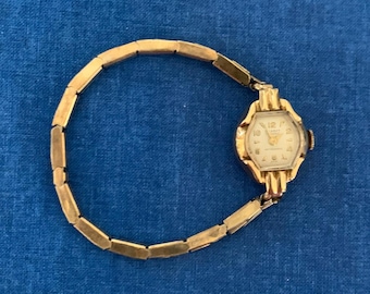 Vintage 14K Solid Gold Gilbert Ladies Watch – 17 Jewels Mechanical Wind Up – Working Condition, 10K Gold Filled Glen Expansion Band