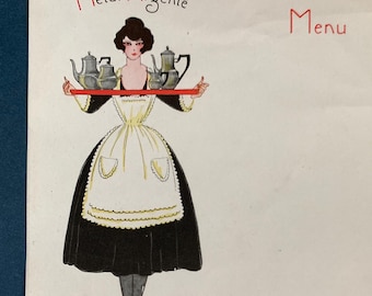 Antique French Art Deco Menu Card | Unused Orfèvrerie Argent Barré Paris | Original 1920s Ephemera