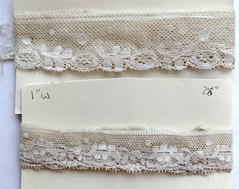 Lot - 2 Vintage French Cotton Laces off-white set? 32"/28"