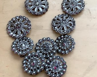 Antique Victorian Cut Steel Buttons - Set of 9 (4 Large, 5 Small) – Paris Flea Market Find