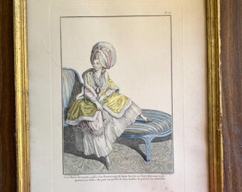 Antique Genuine 18th c. Galerie des Modes fashion print Framed