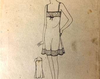 PLUS SIZE Bust 46 - Vintage 1920s Sears Superior Sewing Pattern 7283 Ladies Step-In Combination Undergarment Camisole Lingerie Slip