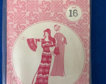 Bust 38 - Vintage 1970s Sewing Patterns Pacifica 3014 size 16 | Rare Hawaiian muumuu dress, angel gown, Honolulu Hawaii resort wear