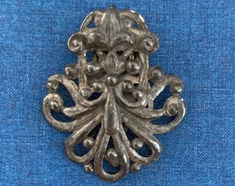 Antique 1930s Art Nouveau Dress Clip - Silver, New England Glass Works