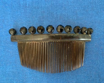 Antique Jet or Bohemian Glass Hair Comb - Victorian or Edwardian?
