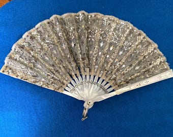 Vintage Edwardian French Sequined Mesh Fan in Original Case – Paris Flea Market Find