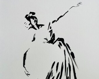 Original ink drawing - Dancer - Ballet - art