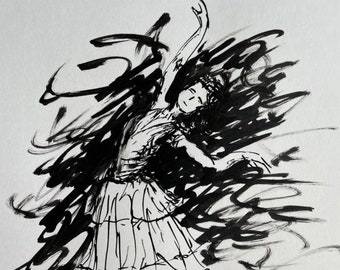 Original ink drawing - Dancer - art