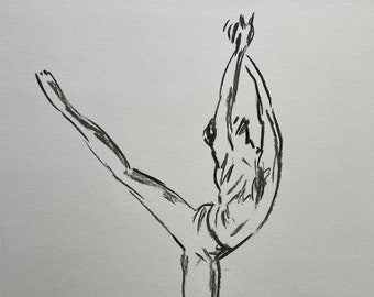 original charcoal drawing  "Dance"