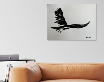 Original ink drawing - Flying Bird - art