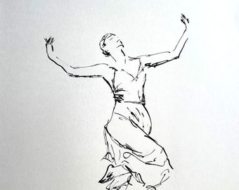 Original ink drawing - Dancer - art