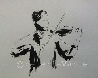 Original ink drawing - Violin