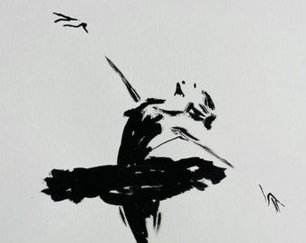 Original ink drawing - Ballet Dancer - art