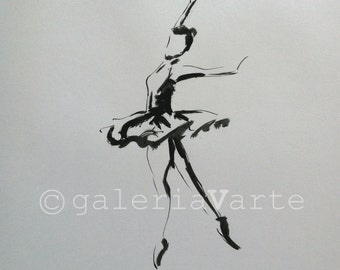 Original ink drawing - Ballet Dancer - art