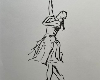 original charcoal drawing  "Dance"