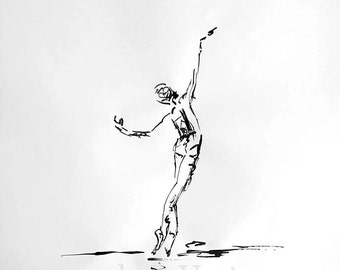 Original ink drawing - dancer - art