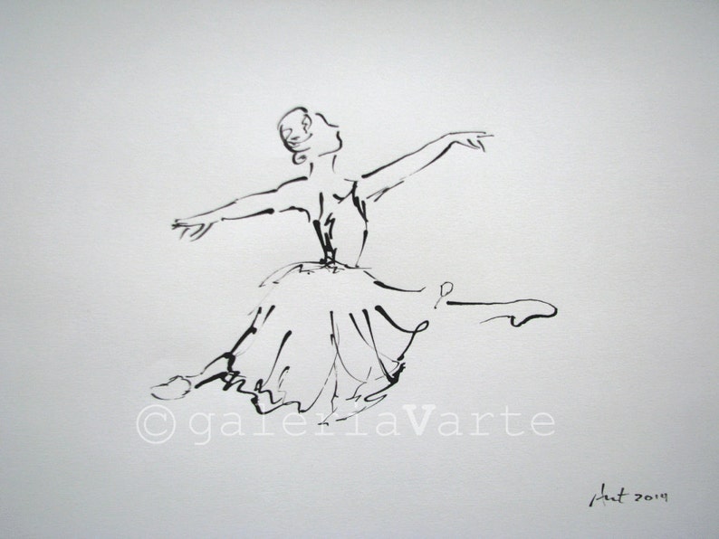 Original ink ballet drawing Giselle europeanstreetteam image 1