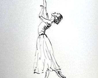 Original ink drawing - Ballet Dancer - art