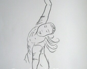 original charcoal drawing  - dancer - europeanstreetteam