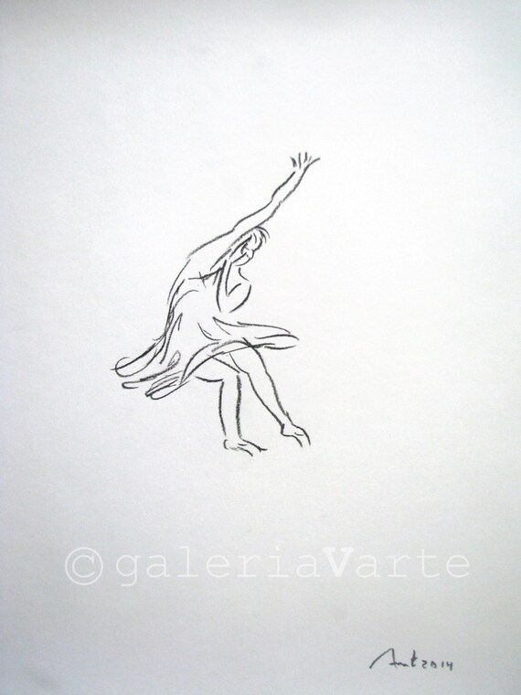 Original Au Fusain Dessin Danseuse Moderne Europeanstreetteam